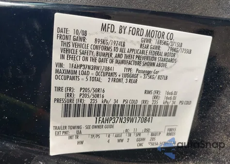 2009 Ford Focus Sel from USA, damaged, VIN 1FAHP37N39W170841